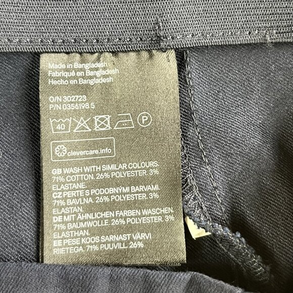 H&M Skinny Pants Womens 14 Navy Blue Super Stretch Ankle Slit High Elasticity - Picture 10 of 16